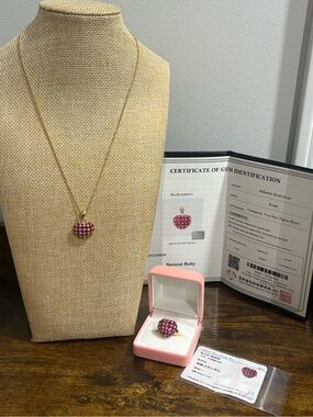 K18 18K Real Gold RING and PENDANT ONLY Japan Ruby and natural diamonds